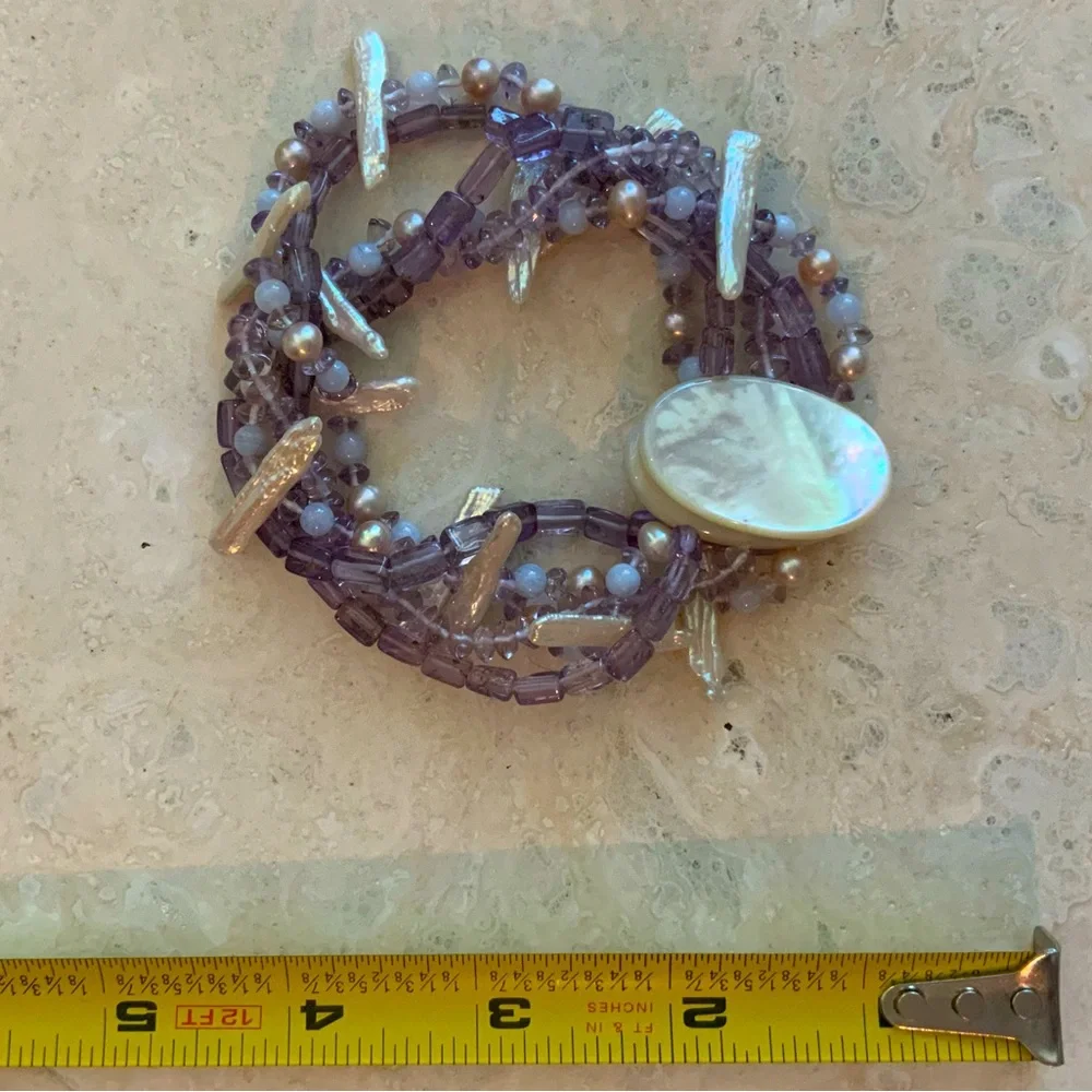 Beautiful Pearl & Amethyst Bracelet - Picture 2 of 5